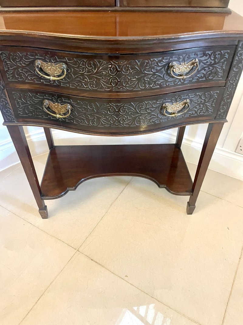 Antique Victorian Quality Carved Mahogany Display Cabinet - Image 10